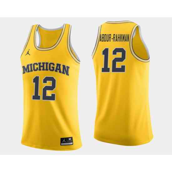 Men Michigan Wolverines Muhammad Ali Abdur Rahkman Maize College Basketball Jersey
